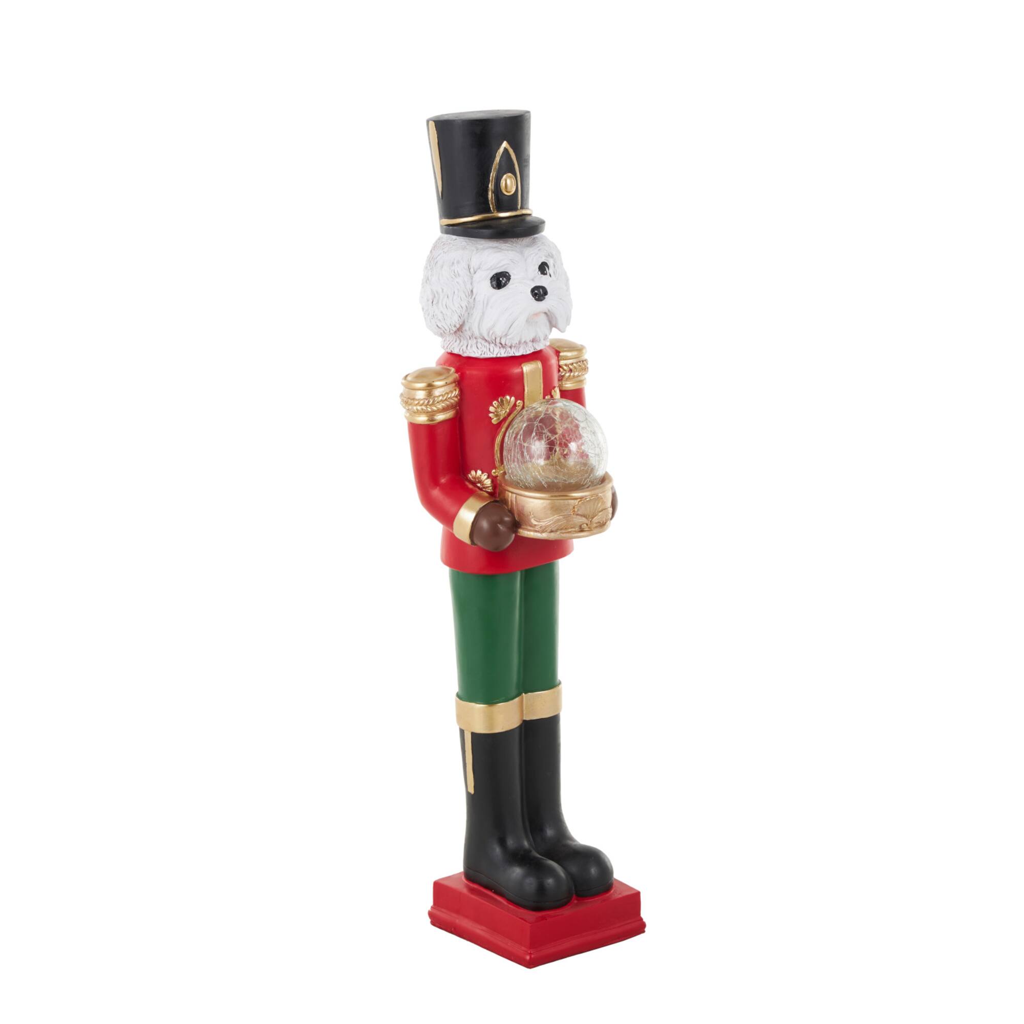 31.5" Fiberglass Dog Tall Soldier Decorative Christmas Sculpture